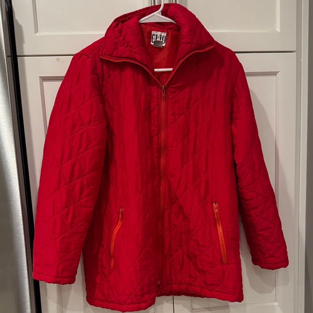 Clio Vintage Silk Vibrant Red Quilted Jacket